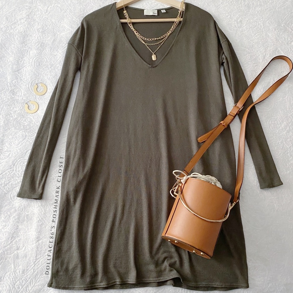 Aritzia Wilfred’s tunic Long Sleeve Knit Dress W/Pockets shirtdress shirt dress - Picture 1 of 9